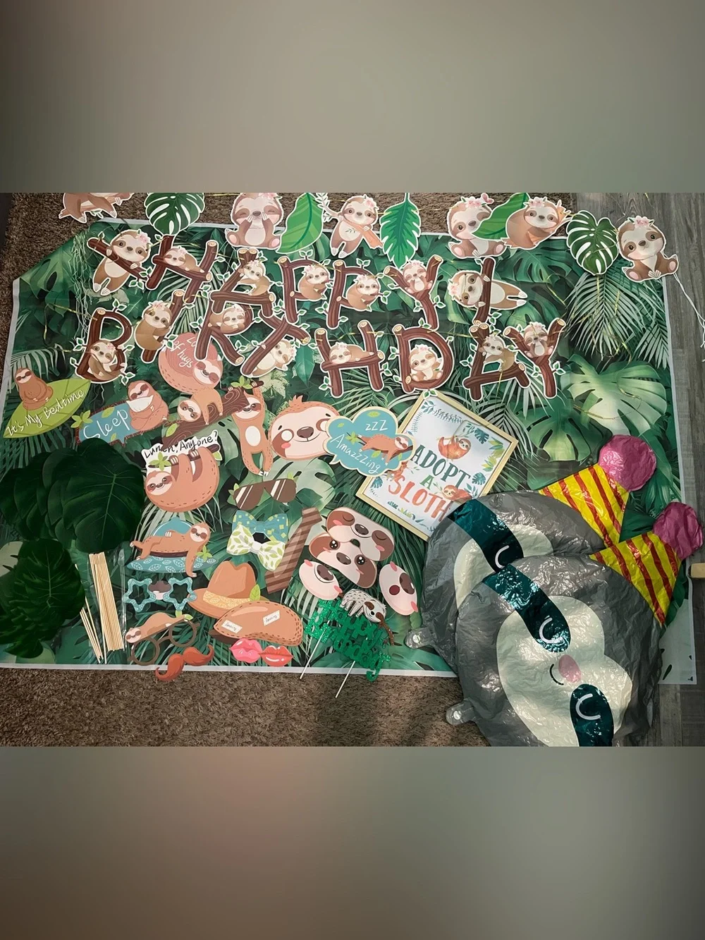 Happy Birthday Sloth decoration Lot